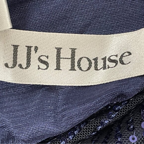 JJ’s House Navy Sequin Fit & Flare Cocktail Dress W/ Spaghetti Straps Sz 6 - New - Picture 6 of 10